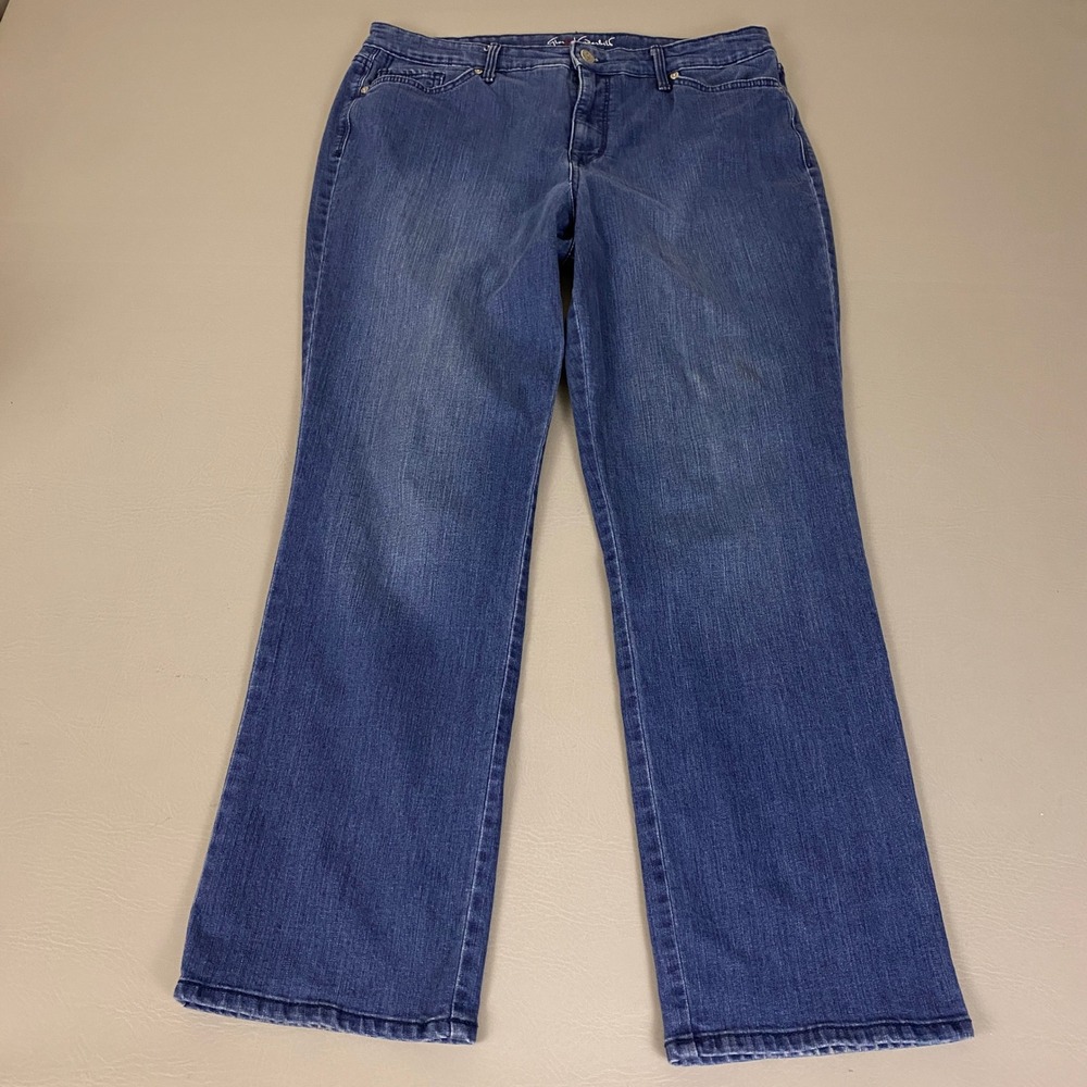 Gloria Vanderbilt Jeans Rail Straight Slimming Blue Size 12 Short Stretch Denim